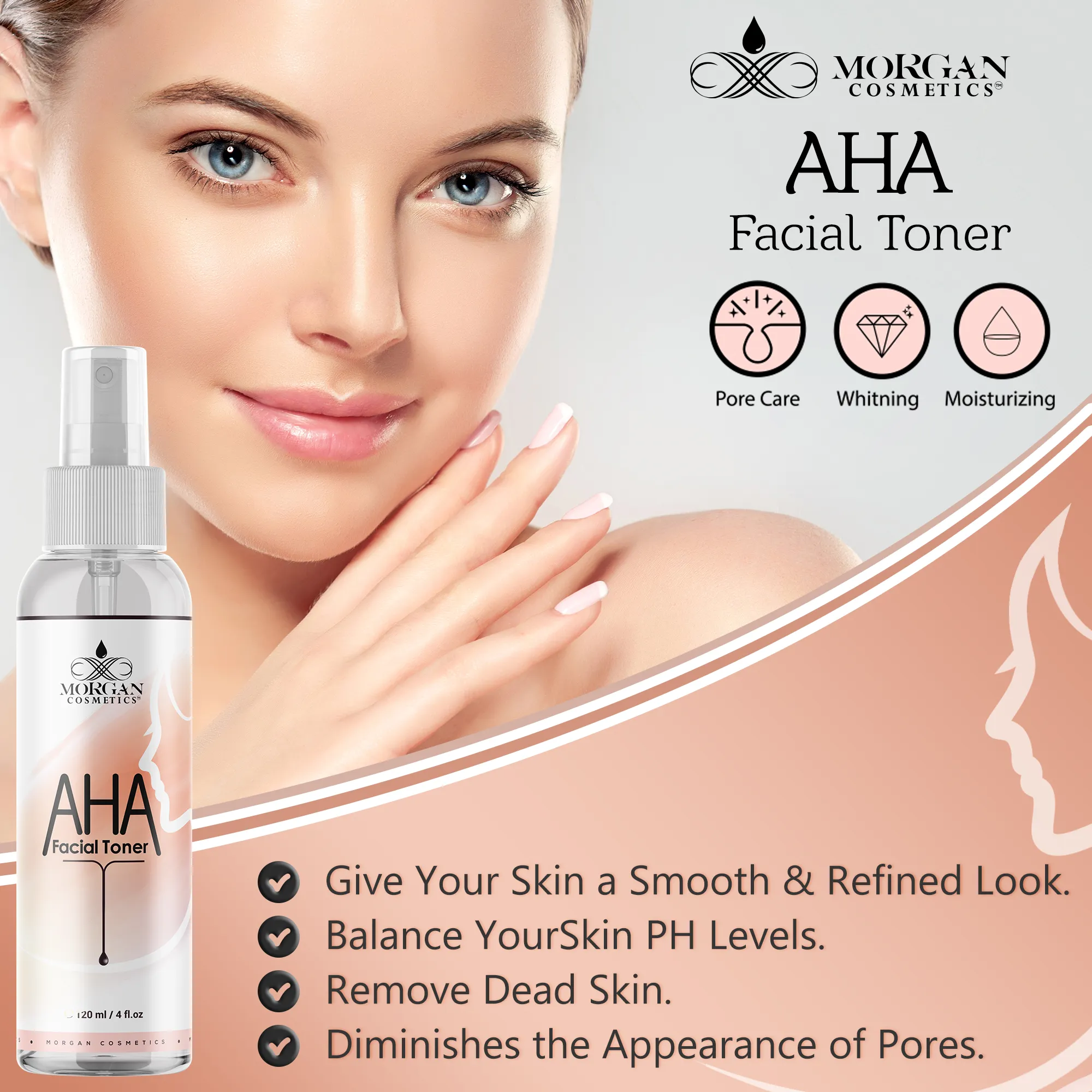 AHA Facial Hydrating Toner (4 Oz) by Morgan Cosmetics