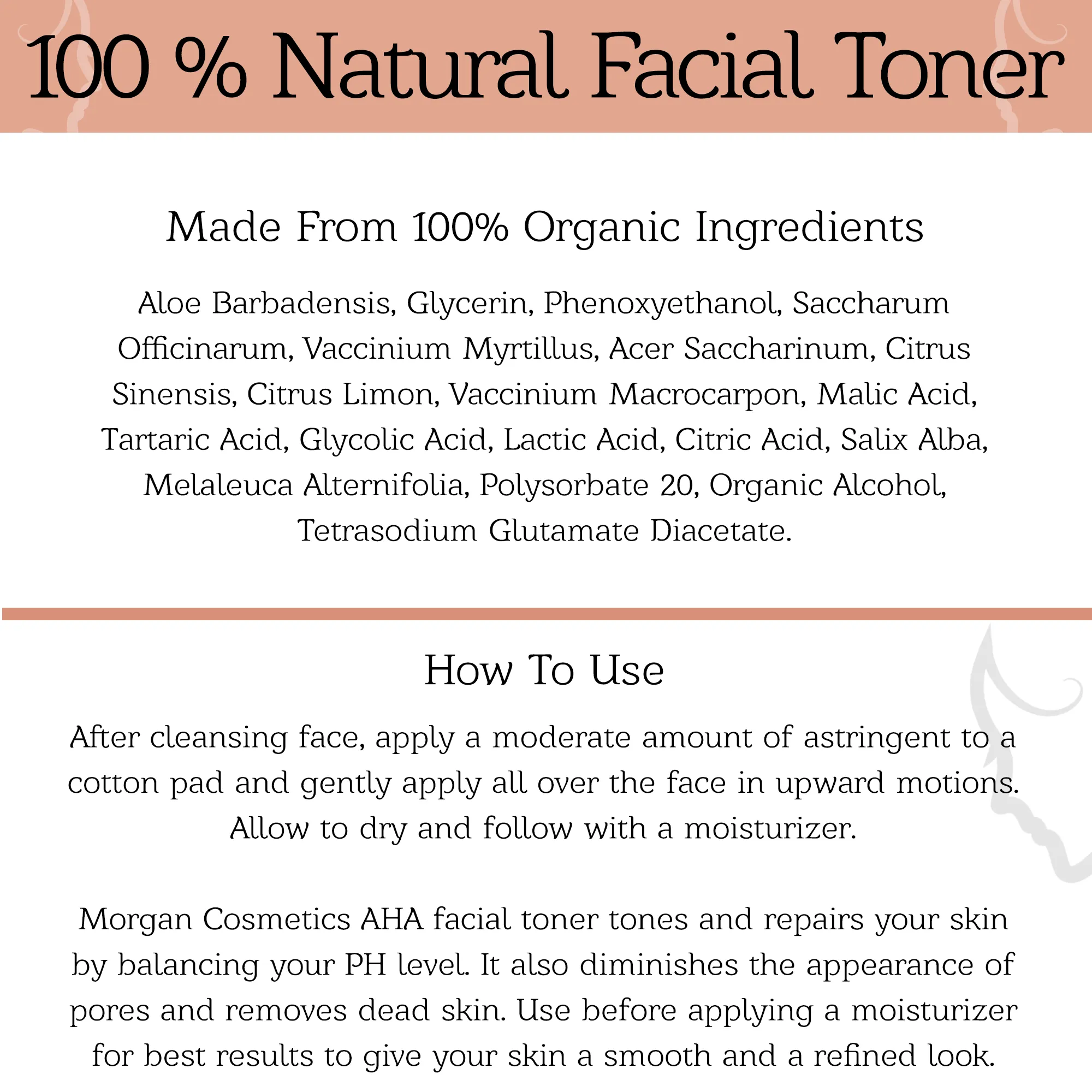 AHA Facial Hydrating Toner (4 Oz) by Morgan Cosmetics