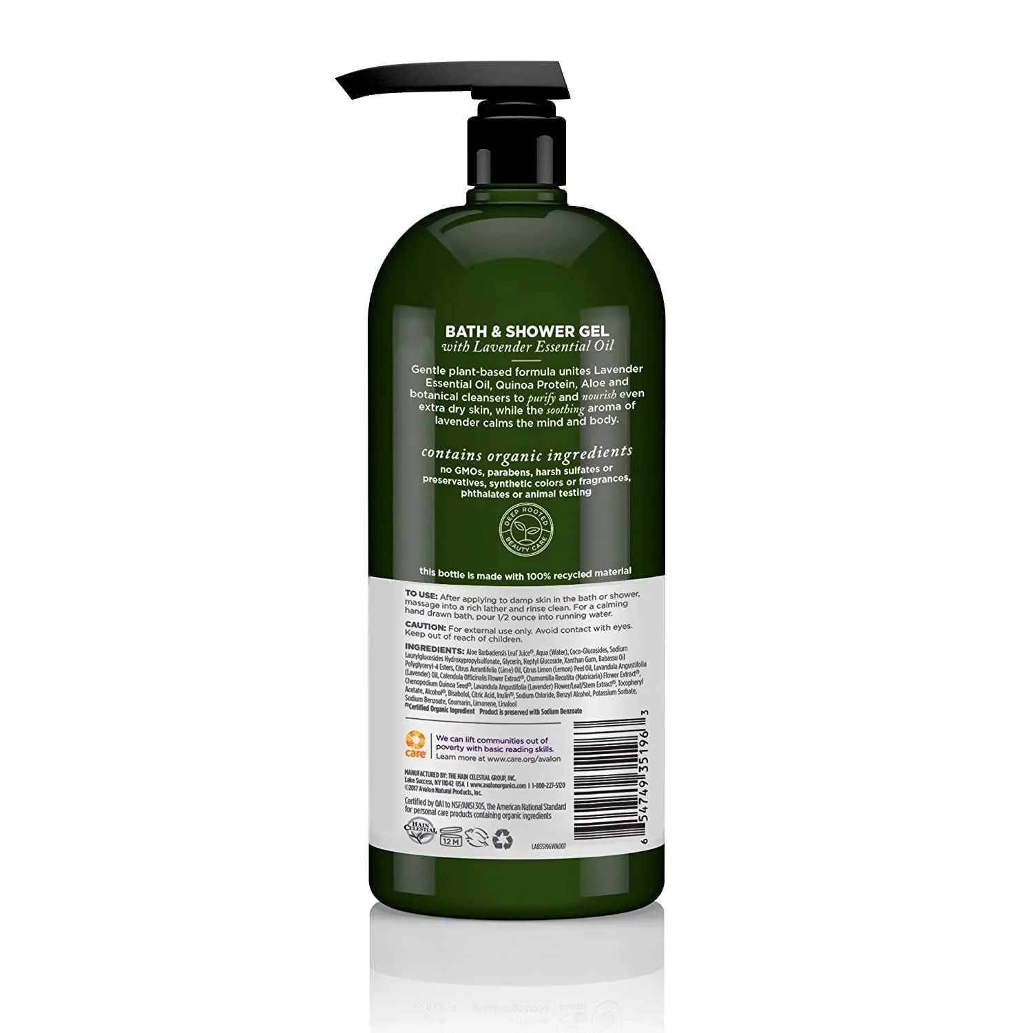 Avalon Organics Bath and Shower Gel, Lavender, 32 Oz